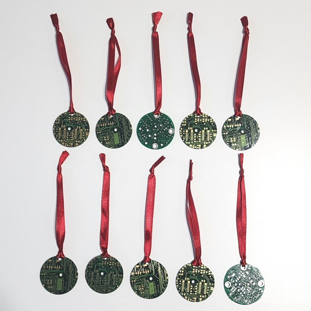 Circuit Board Christmas Ornament Set 10‎ Green Motherboard Geek Gift Tech Nerd